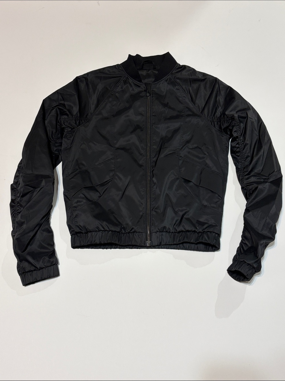 Lululemon Black Ruched Sleeve Bomber Jacket Size 2